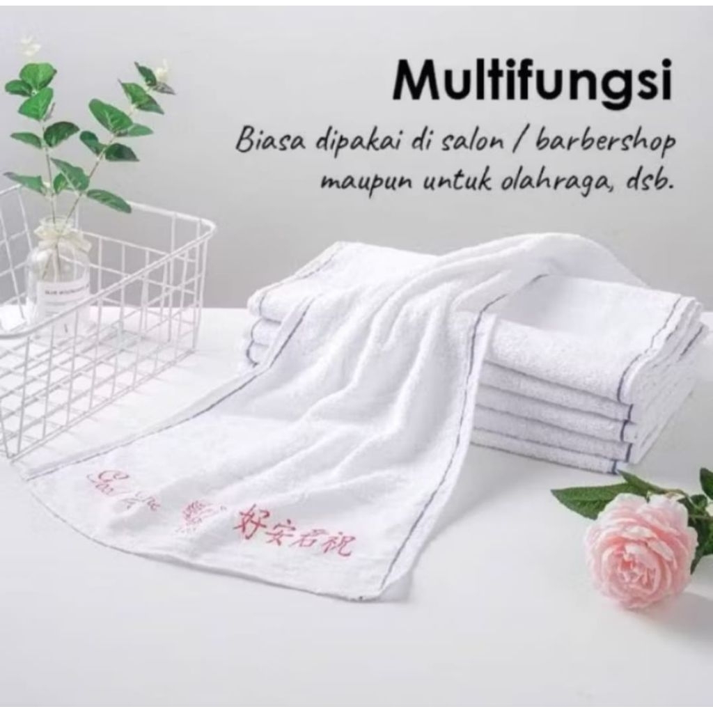 HANDUK Good Morning Putih Kecil Serbaguna Handuk Salon Terapis Olahraga