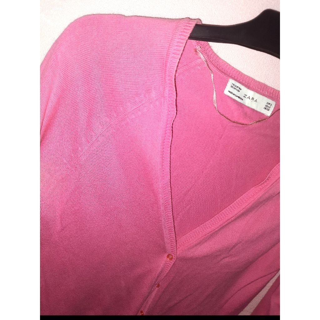 Zara knit Outer Cardigan wanita brand Zara original warna pink size S