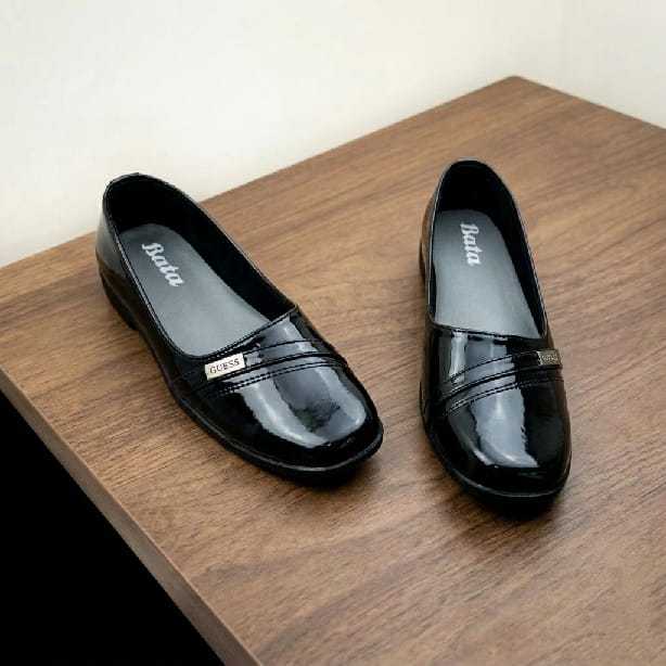 BATA SEPATU GURU WANITA - SEPATU PASKIB CEWEK / SEPATU PANTOPEL HITAM GLOSY