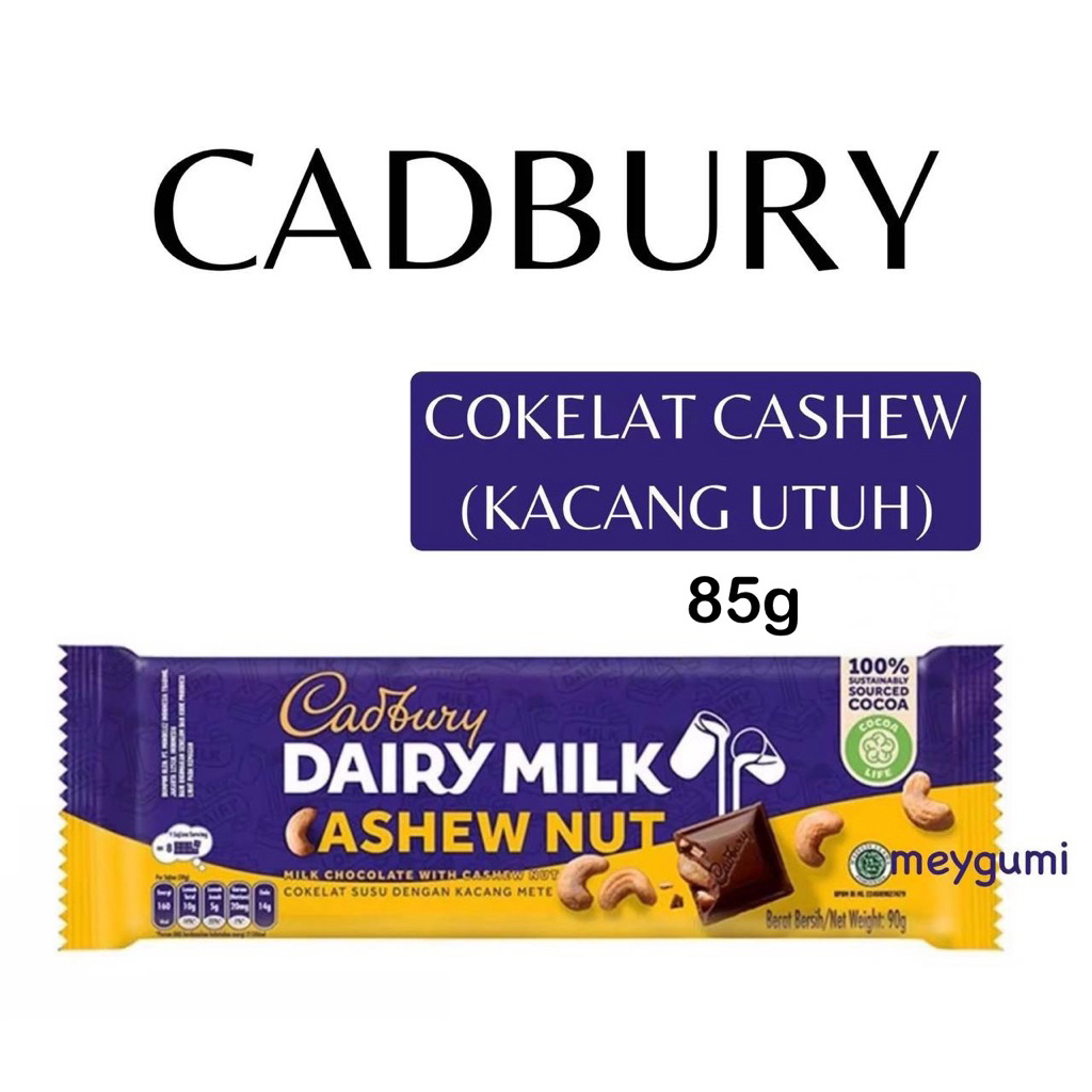 Coklat CADBURY Dairy Milk 85g ukuran besar Exp 2027 - Cashew Nut | Milk Chocolate | Coklat susu