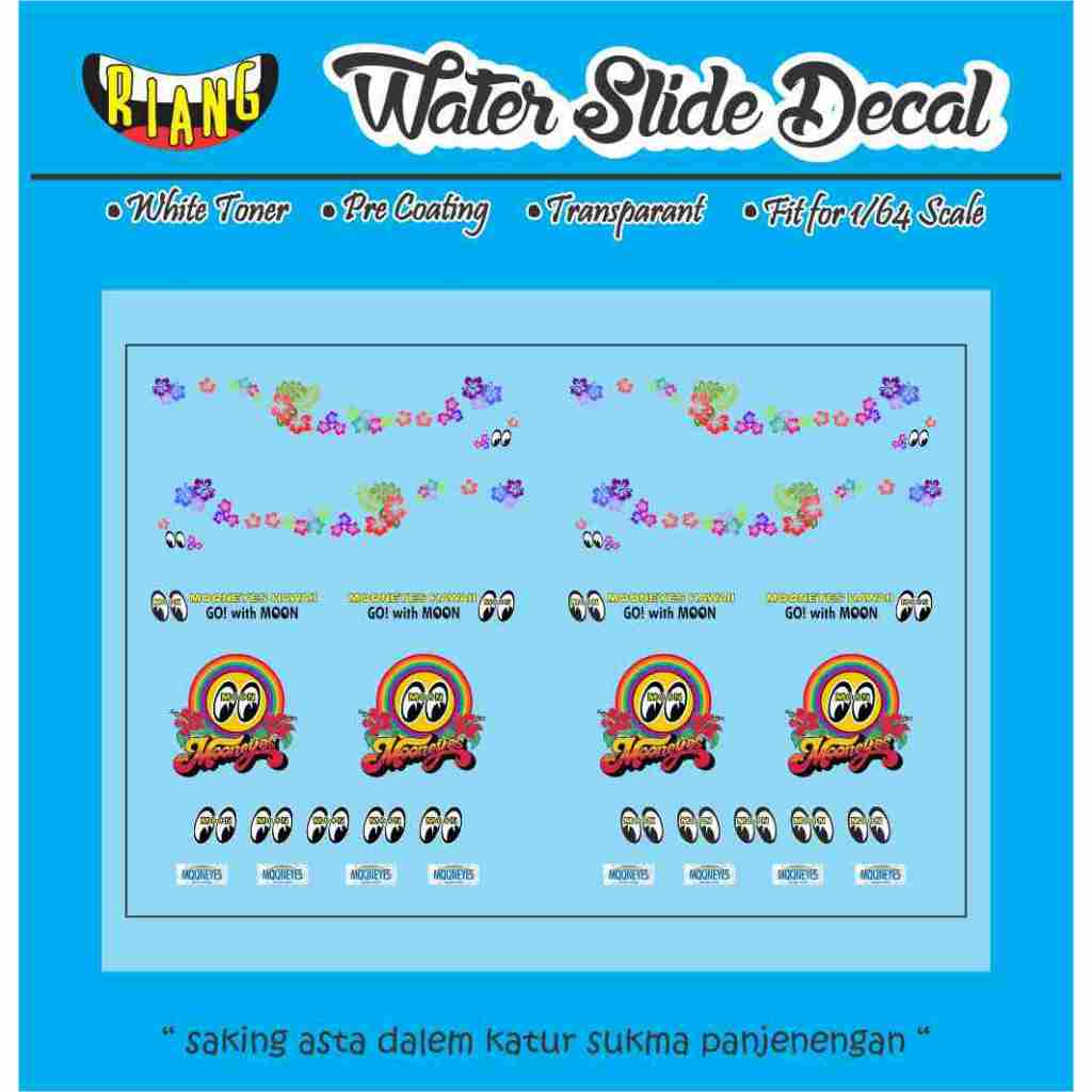 Decal Waterslide Hot Wheels Universal Mooneyes Hawai