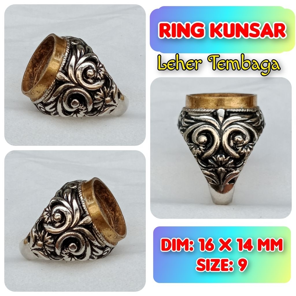 Cincin Emban Batu Akik dan Permata Leher Tembaga.01