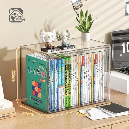 Book Storage Transparent Acrylic Box Desktop Bookshelf Book Storage Cabinet Kotak Penyimpanan Buku