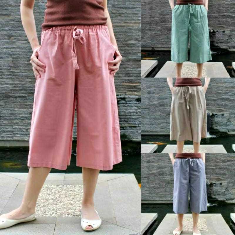 Kulot 7/8 katun rami linen size normal dan jumbo FIDELIS