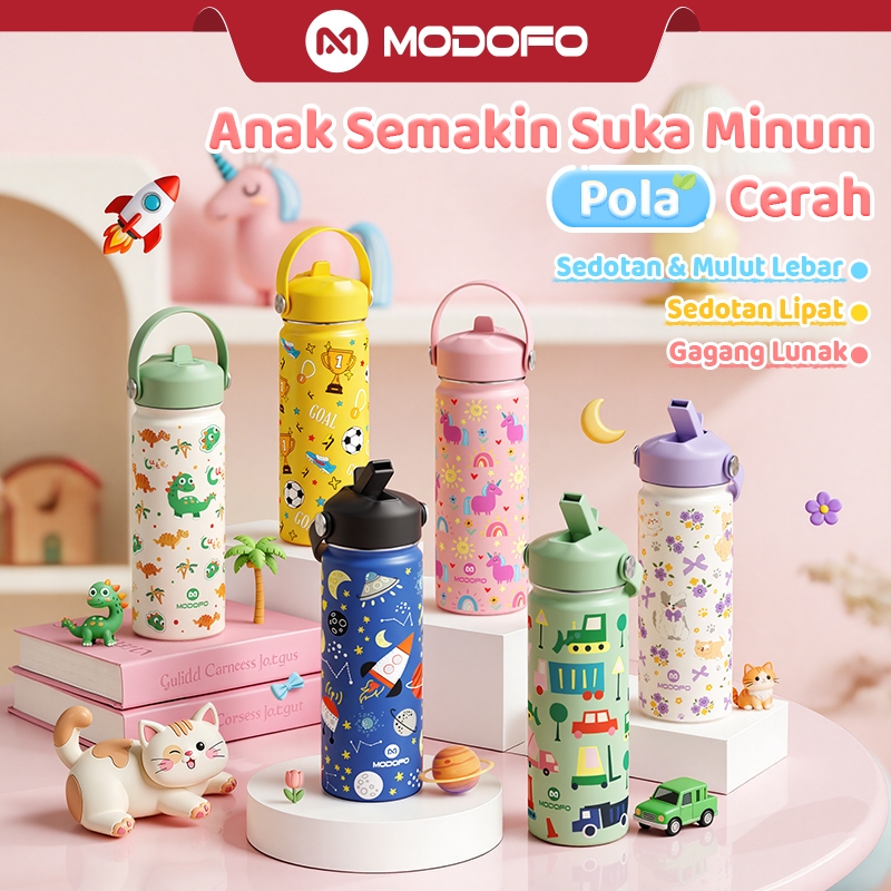 MODOFO Tumbler Stainless 530ml Botol Minum Anak BPA Free Tumbler Tahan Panas Dingin 24 Jam Tumblr Ae