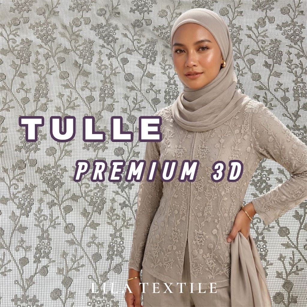 Tile Premium Aplikasi 3D ( HARGA PER SETENGAH METER) untuk outer, kebaya, variasi dress, gaun