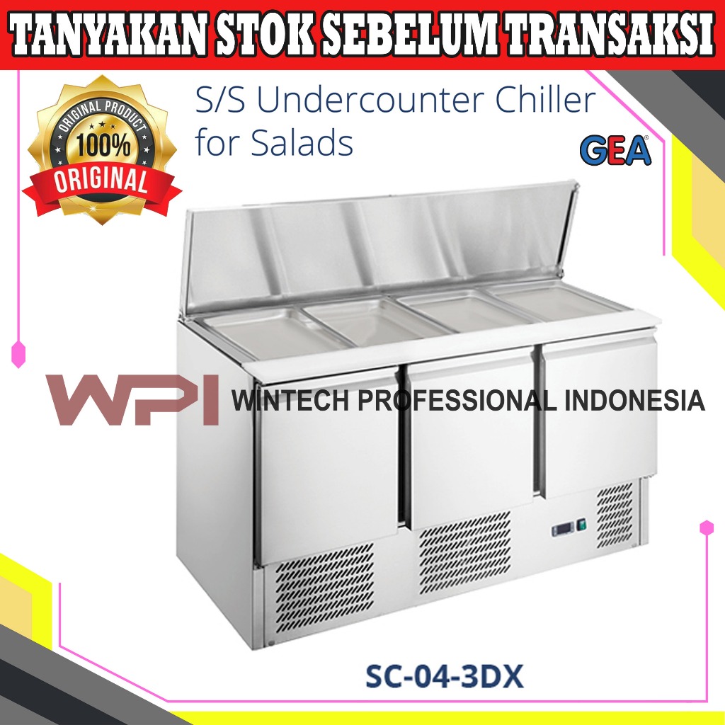 Gea SC-04-3DX Stainless Steel Under Counter Chiller For Salads - Kabinet Undercounter Untuk Pembuata