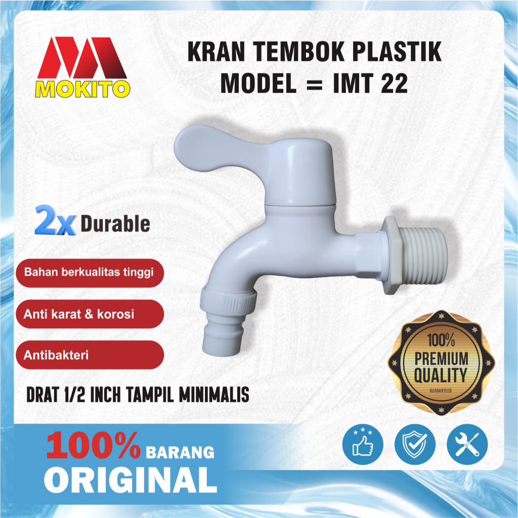 MOKITO Kran Taman PVC Murah 1/2 inch | Kran Air Tembok Mesin Cuci Plastik Putih