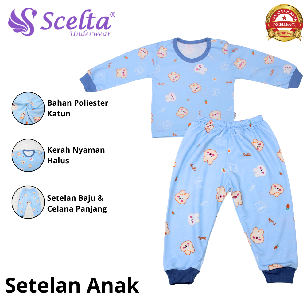 Scelta - Setelan Pakaian Anak Kaos dan Celana Panjang Bahan Adem Tidak membuat Iritasi | STL SC 457 PJ