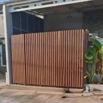 pagar rumah wpc duma sliding warna coklat gratis pemasangan dan ongkir