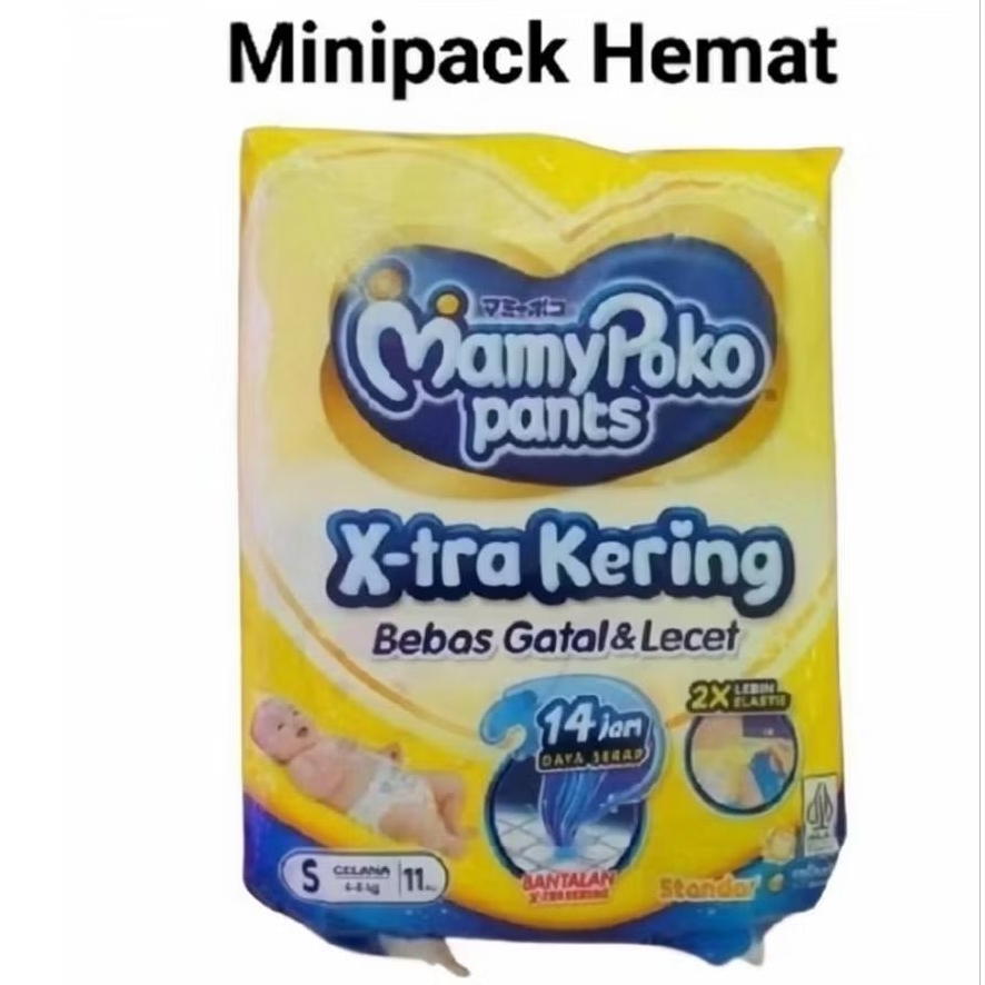 MamyPoko Pants Minipack S/M/L/XL/XXL | Popok Celana Bayi Anti Bocor 14 Jam | Isi 6–11 Murah