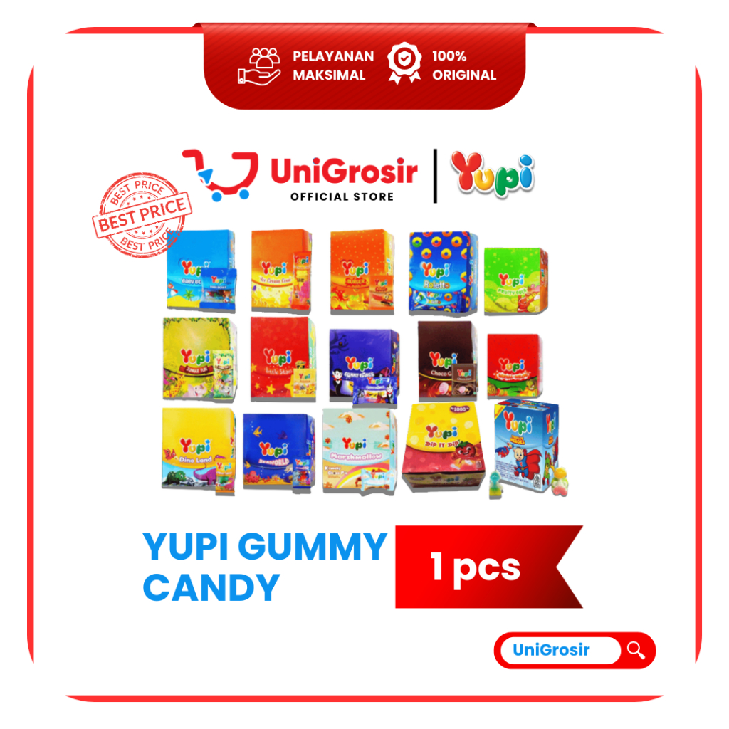 [UniGrosir] YUPI PERMEN JELLY GUMMY CANDY BABY BEARS - ICE CREAM CONE - BURGER - JUNGLE FUN - LITTLE
