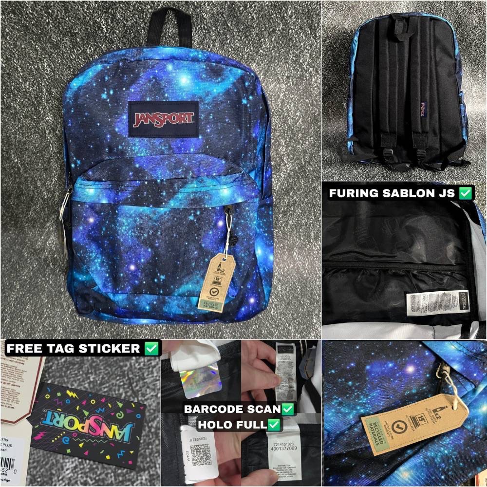 TAS RANSEL JS JANSPORT SPORTS BAGS NEW GALAXY ORIGINAL BLUE BACKPACK / TAS RANSEL BARCODE FULL SCAN 