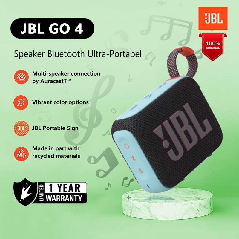 100% Original Speaker JBL Go 4 Speaker Bluetooth Ultra-Portabel IP67 Waterproof and Dustproof Big Pr