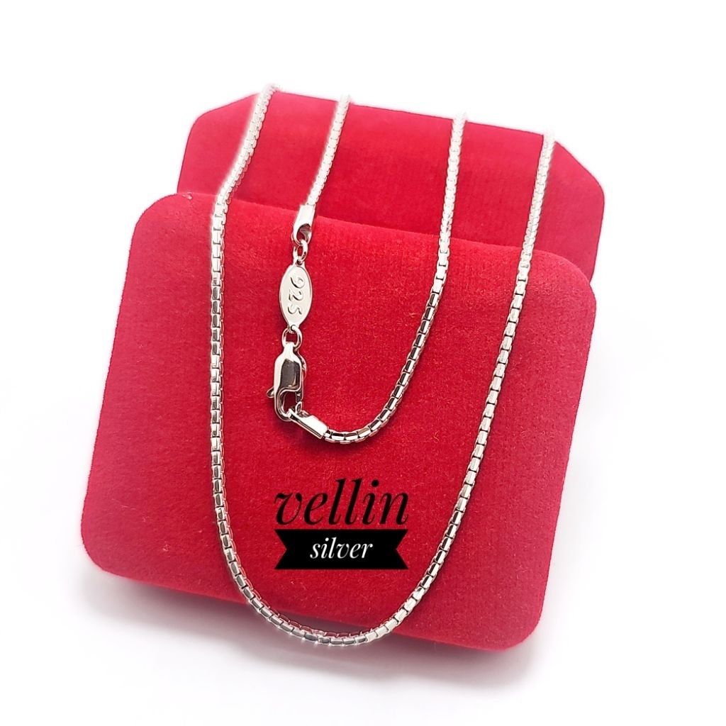 Kalung Perak Pria Silver Asli 925 Lapis Emas Putih - Kalung Pria Wanita itali Santa Silver 925