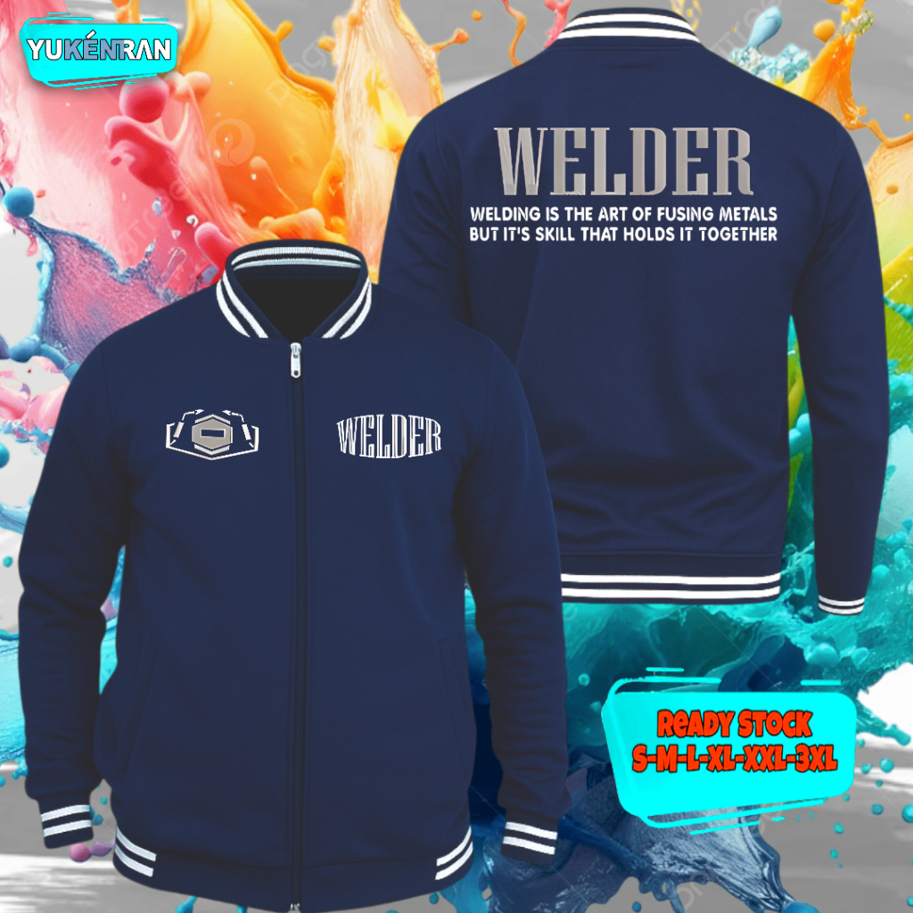 VARSITY JAKET STREETWEAR BASIC WELDER WELDING ART FUSING METALS COTTON PREMIUM