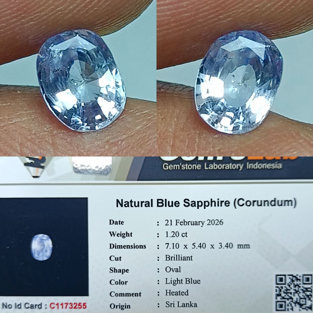 NATURAL BLUE SAPPHIRE CEYLON SRI LANKA LIGHT BLUE MEMO GLI LAB