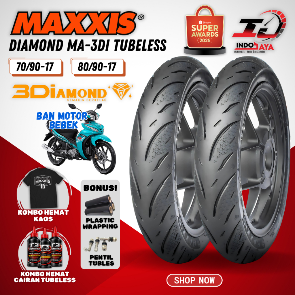 [PAKET MURAH SEPASANG] BAN MAXXIS DIAMOND MA-3Di TUBELESS (70/90-17 & 80/90-17) MA 3DN / BAN LUAR MO