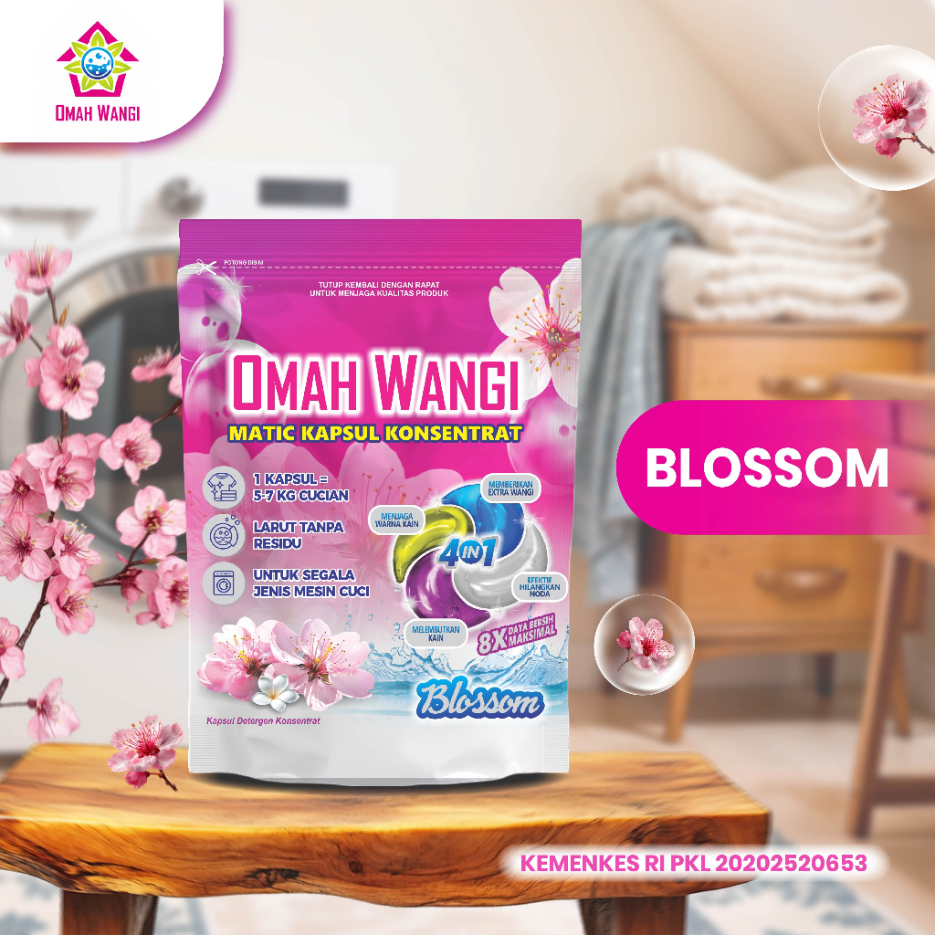 Deterjen Kapsul Omah Wangi Laundry Pods isi 7 Sabun Cuci Praktis Anti Noda Membandel dan Wangi Tahan