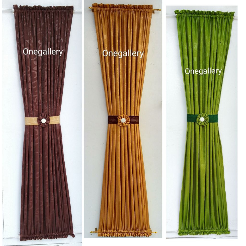 Gorden Jendela Minimalis Kupu Kupu Spiral Pita Ikat Polos Tebal