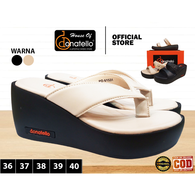 DONATELLO PD SY Sandal Wedges wanita Slop casual anti slip Original