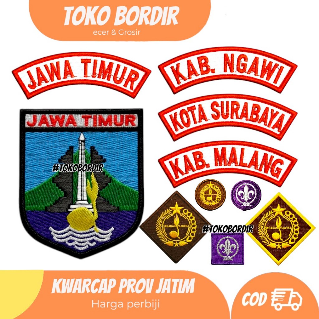 Badge bed Atribut Pramuka JAWA TIMUR kwarda | kwarcab Jatim bordir