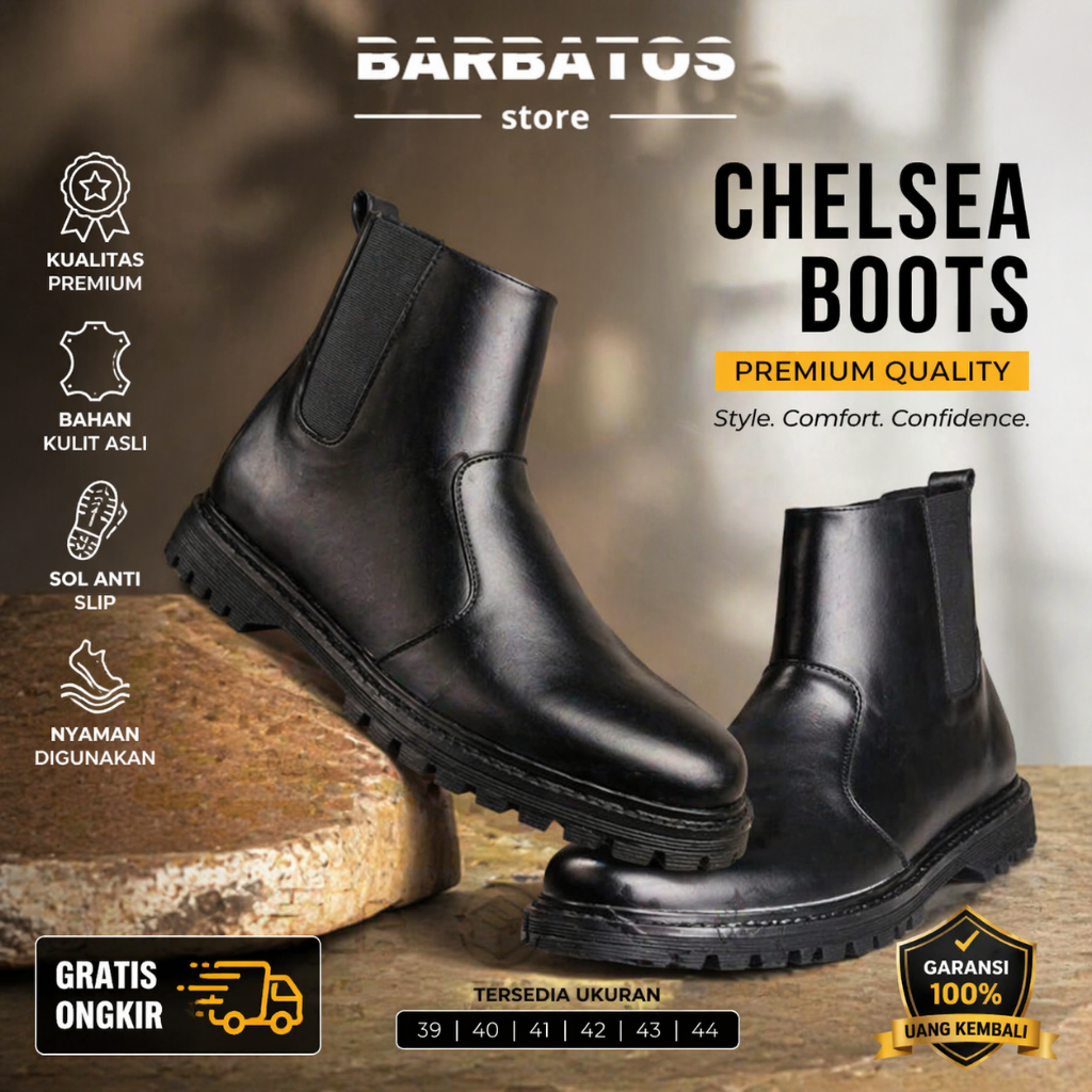 Sepatu Chelsea Boots Pria Dan Wanita Warna Hitam Original Casual