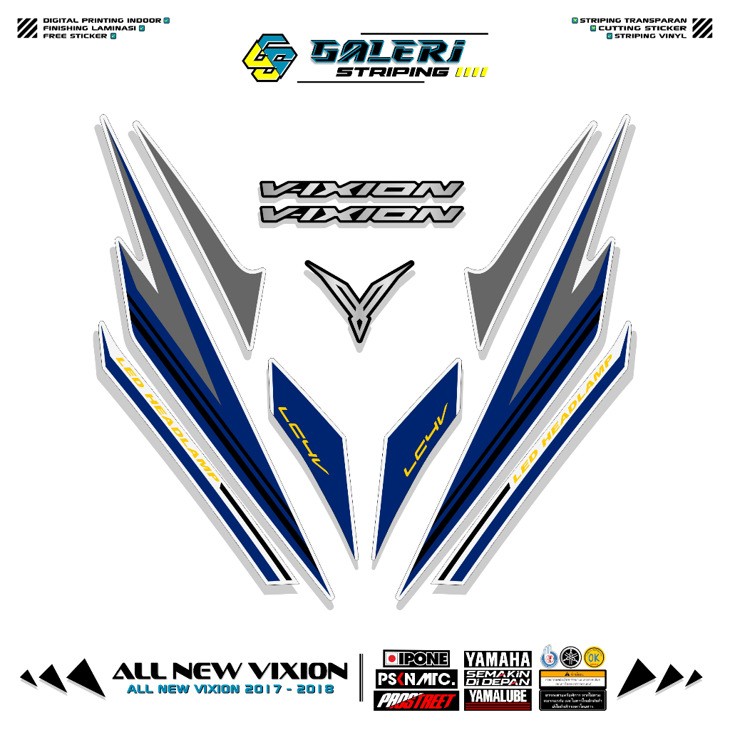 STRIPING ALL NEW VIXION 2017 2018 MOTIF 3 STIKER YAMAHA VIXION NEW FACELIFT STICKER VIXION STANDAR