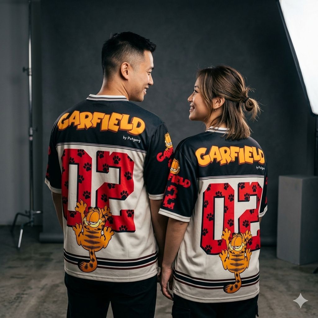 PATGANG Kaos Jersey Motif Garfield  / Jersey Oversize  Garfield Pria / Wanita Sport