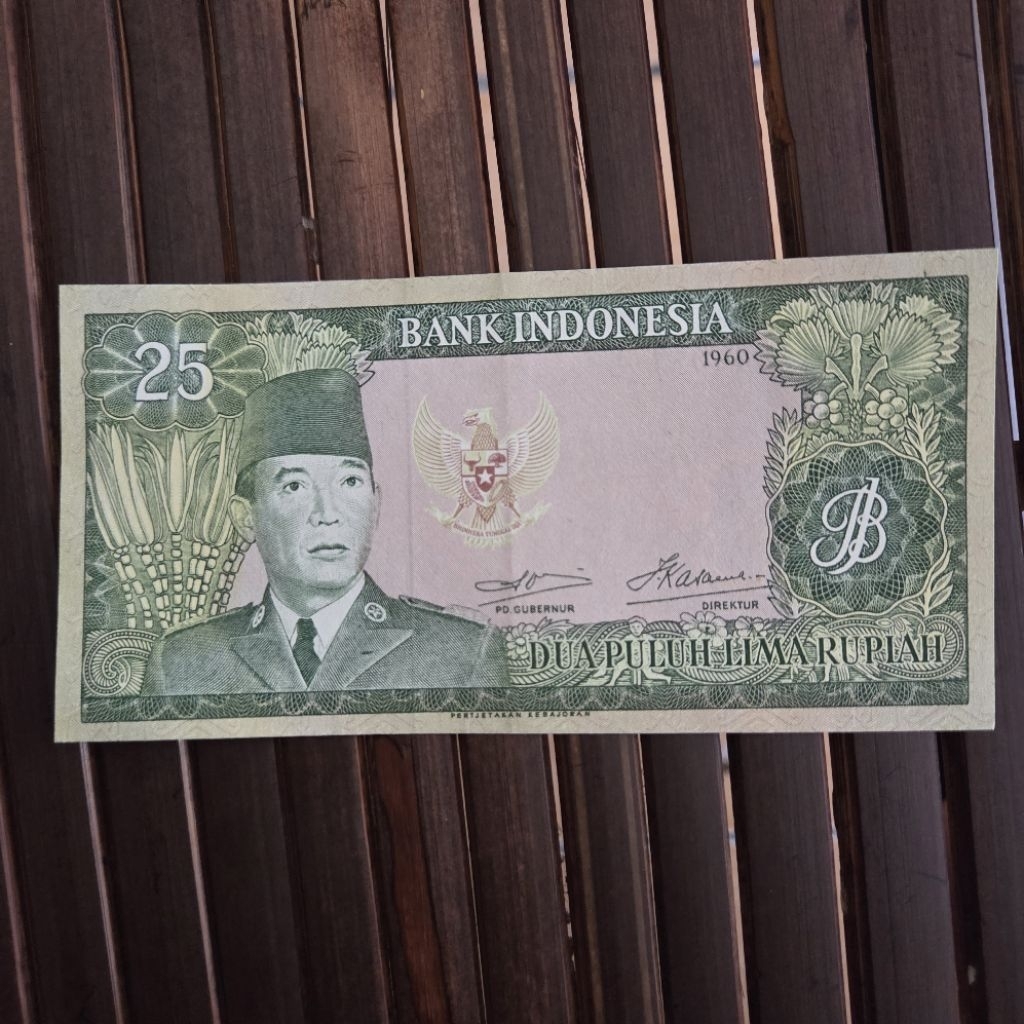 Uang Kuno 25 Rupiah Soekarno Asli Indonesia 1960