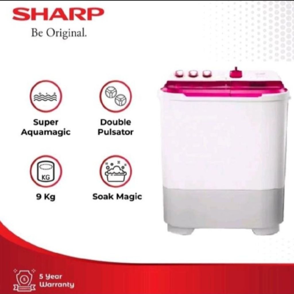 BATAM - SHARP EST95CR EST 95 CR super aquamagic mesin cuci manual twin tube 2 tabung 9 kg
