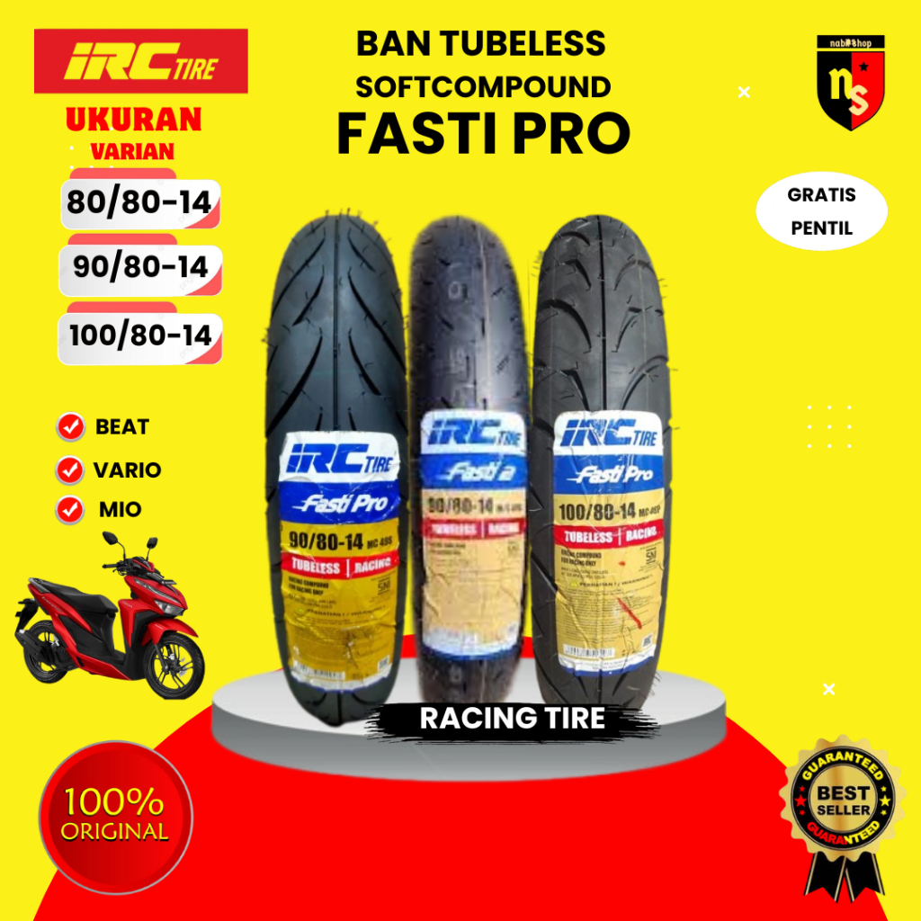 Ban Motor Matic RACING COMPOUND // IRC FASTI PRO 90/80 Ring 14 Tubeless