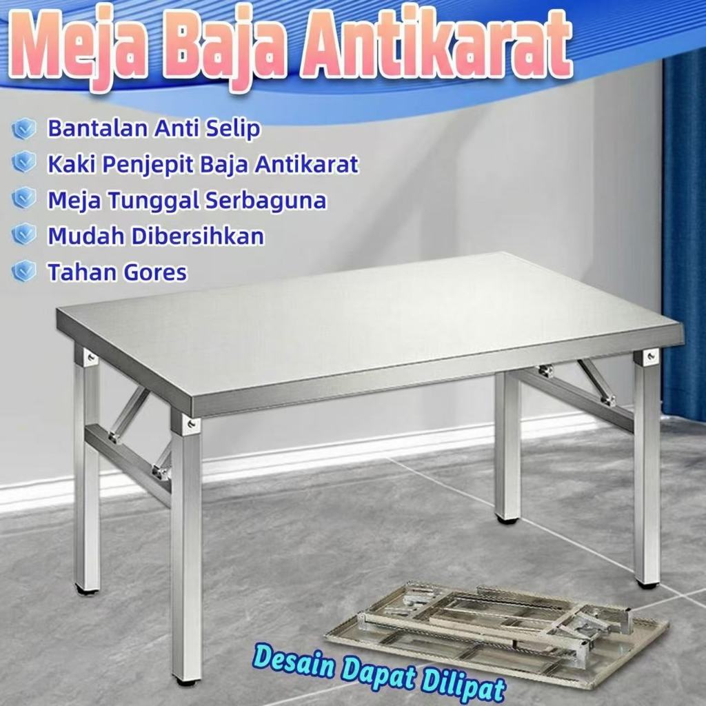 NEW Meja Lipat Portable Stainless Meja Bar Dapur Portable Stainless Steel Folding Table Meja