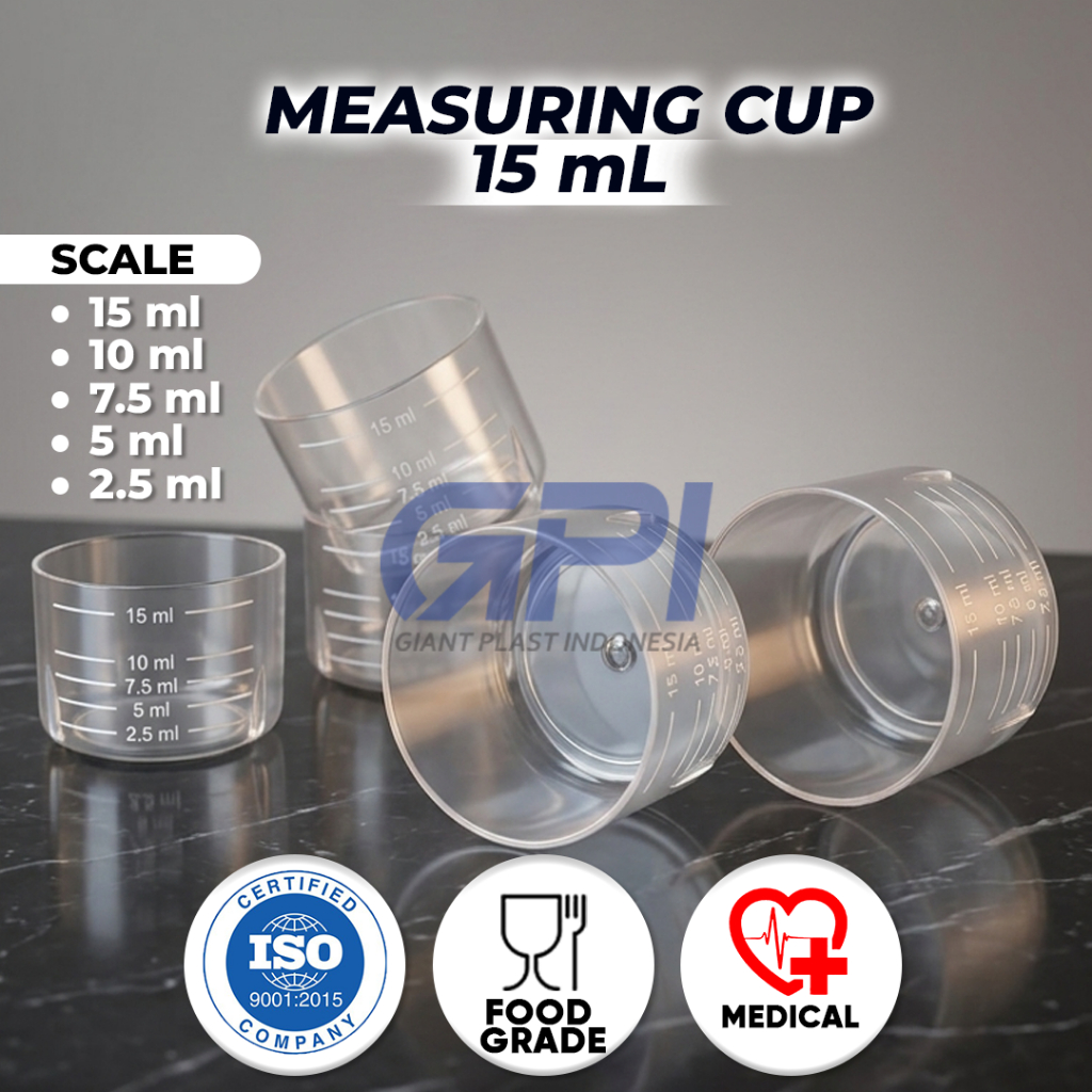 GELAS UKUR OBAT 15ML 50PCS / MEASURING CUP  / SENDOK TAKAR/ GELAS TAKAR