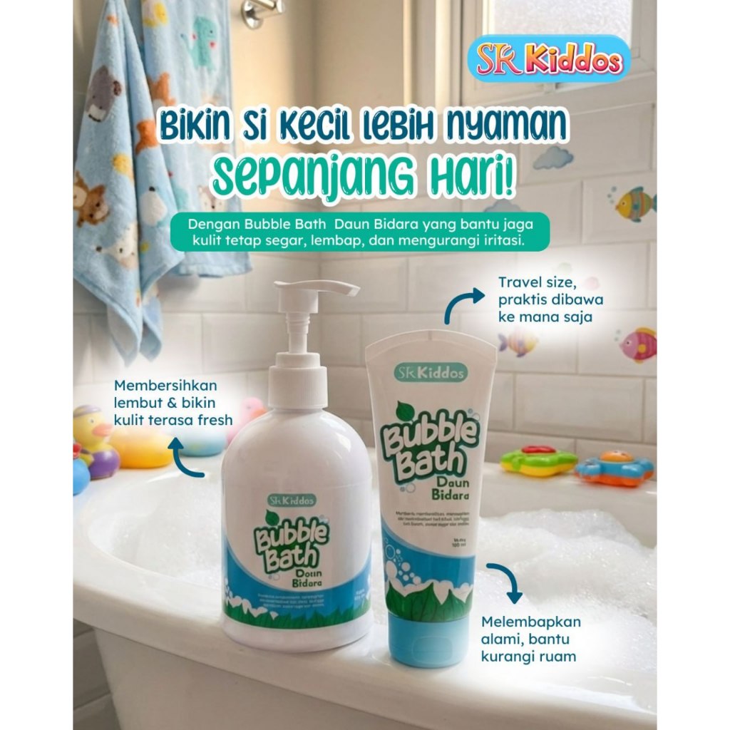 SR12 BUBBLE BATH BIDARA | SABUN MANDI BAYI | Obati Gatal & Ruam Popok | Bayi Nyaman & Tidur Nyenyak