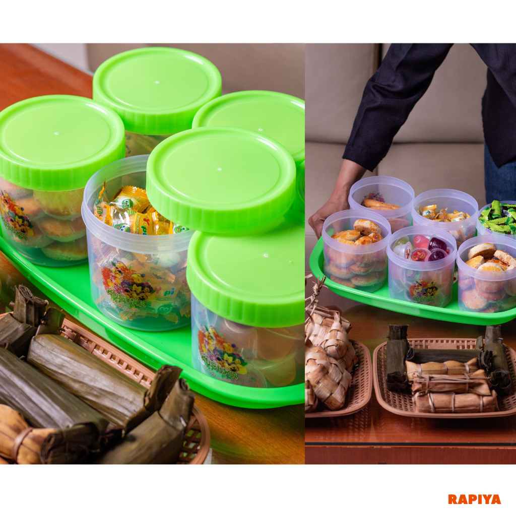 RAPIYA Toples Tonam Set + Nampan Motif/ Polos Toples Kue Kering Kue Nastar Lebaran