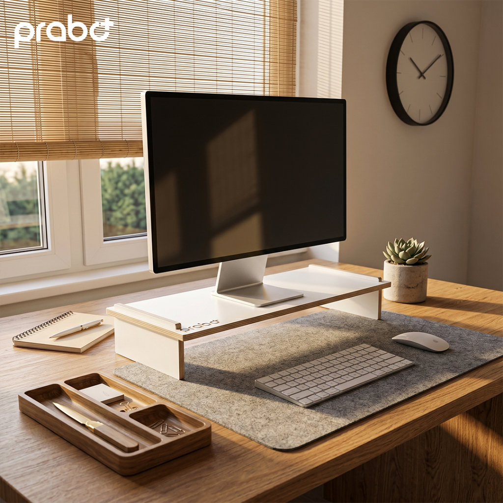 PRABOT NETRA Meja Multifungsi untuk Monitor, Pajangan, Meja Kopi Bahan MDF Melamin Modular Bisa Bong