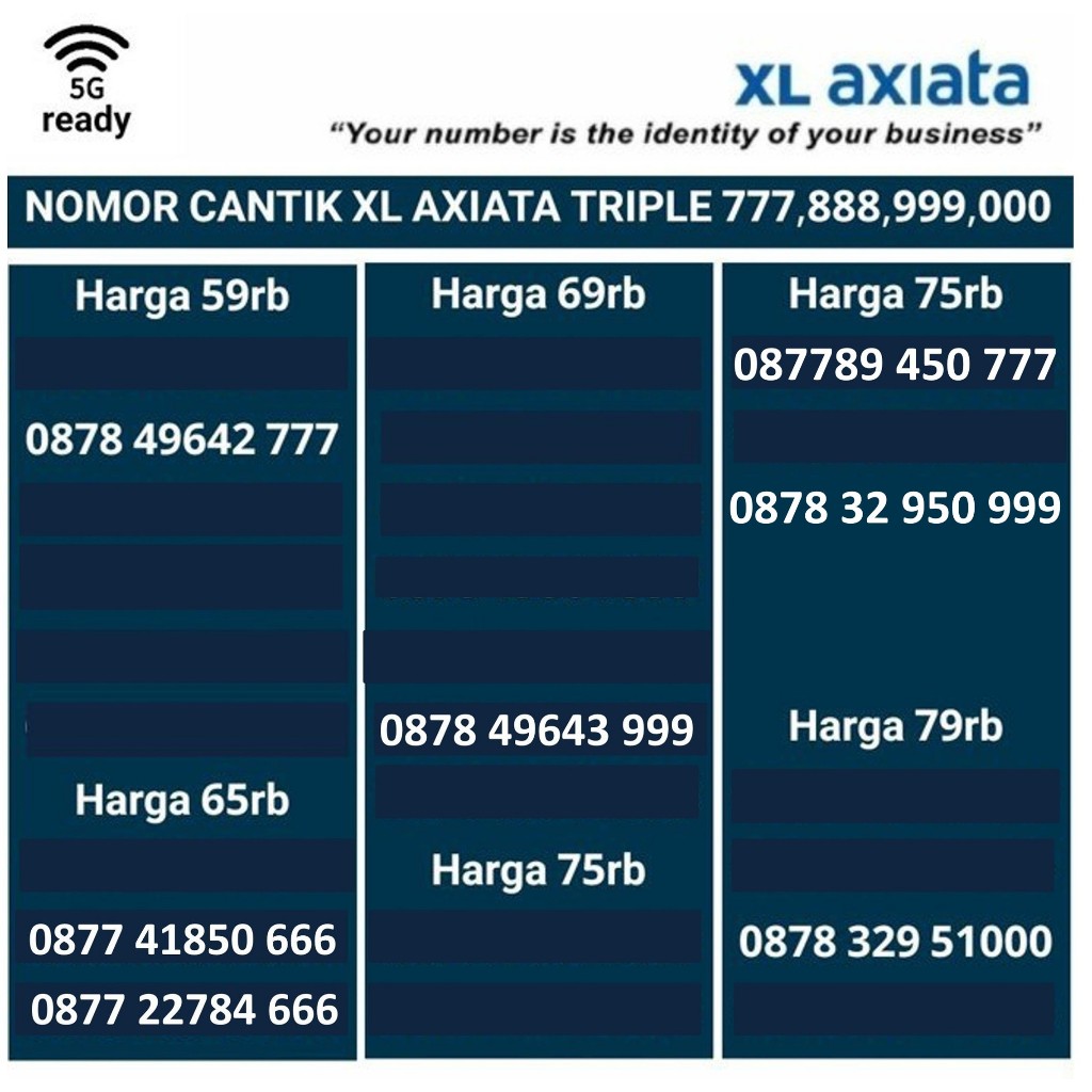 kartu perdana XL axiata 4G ready nomer cantik triple 888 & 999 obral