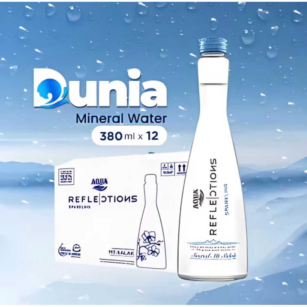 Aqua Reflections 380ml Sparkling Mineral Water [ Dus isi 12 Botol Kaca ]