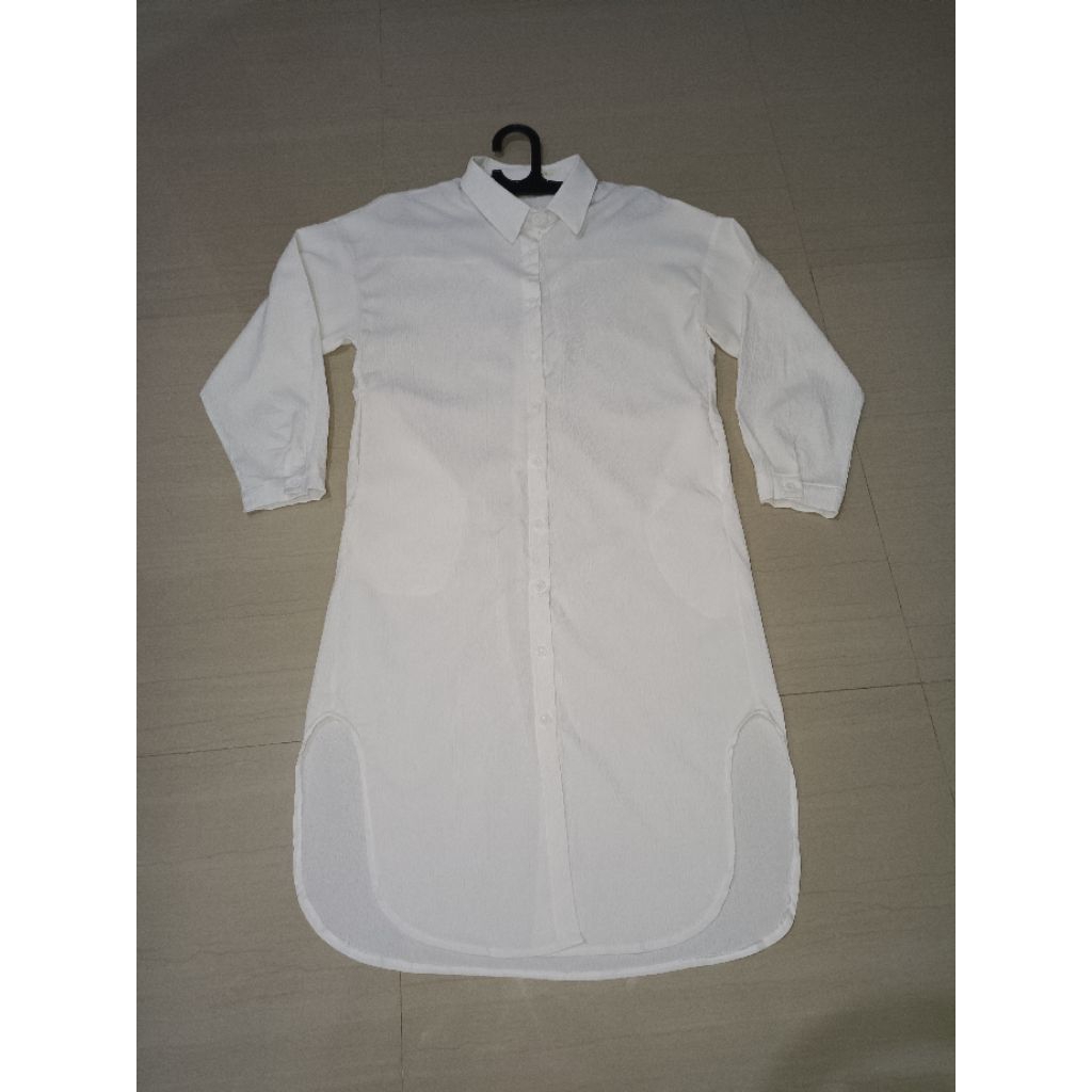 Midi dress/ dress tunik putih bb 60-78kg