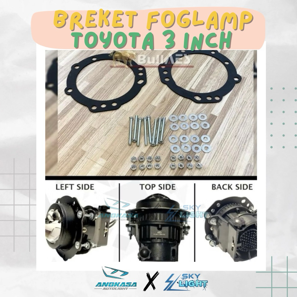 Breket Adaptor Biled Foglamp Toyota 3inchi Sepasang / Breket Foglamp / Adaptor Foglamp Toyota / Brek
