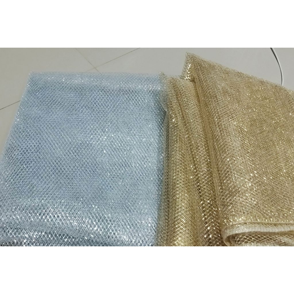 kain jala besar gold dan silver kaku