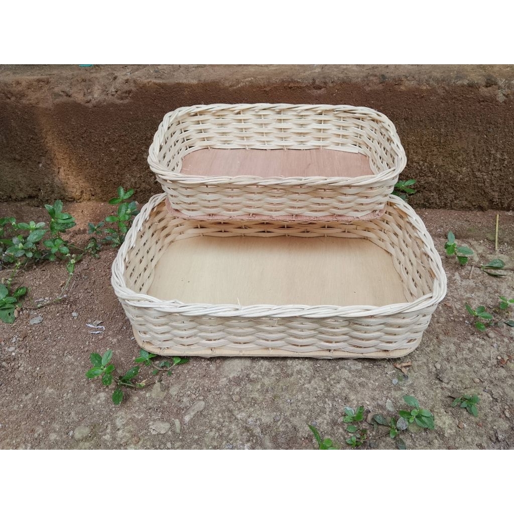 Parsel Rotan Kotak Handmade Jepara | Keranjang Hampers 30x20 & 25x15 | Set 2 / Satuan | Kuat & Rapi