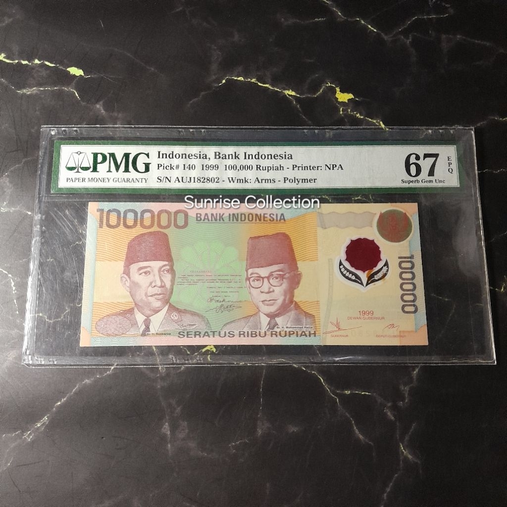 Uang Kuno Indonesia PMG 67 EPQ 100000 Polymer Tahun 1999