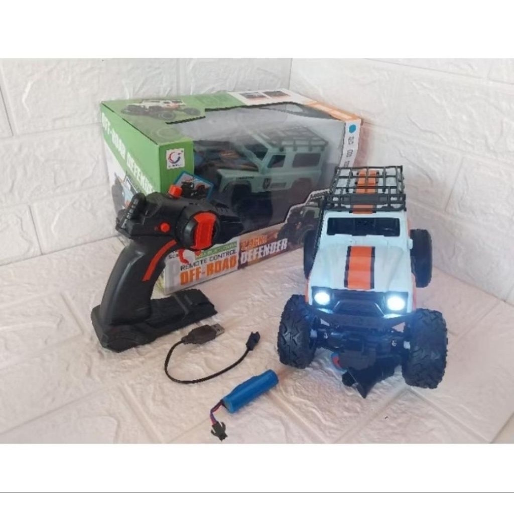 mainan mobil remote control jeep rubicon defender Rc bisa keluar asap spray