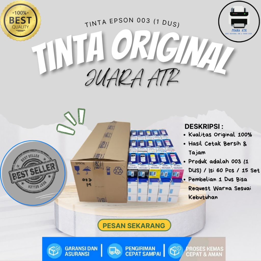 1 DUS ISI 60 PCS TINTA EPSON 003 ORIGINAL
