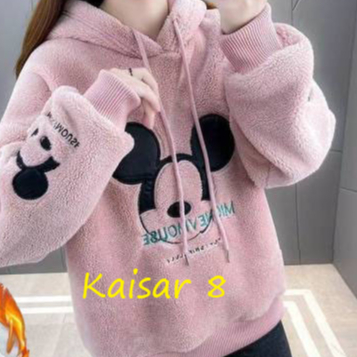 Baju winter wanita sweater bulu musim dingin import mantel tebal suhu minus mickey