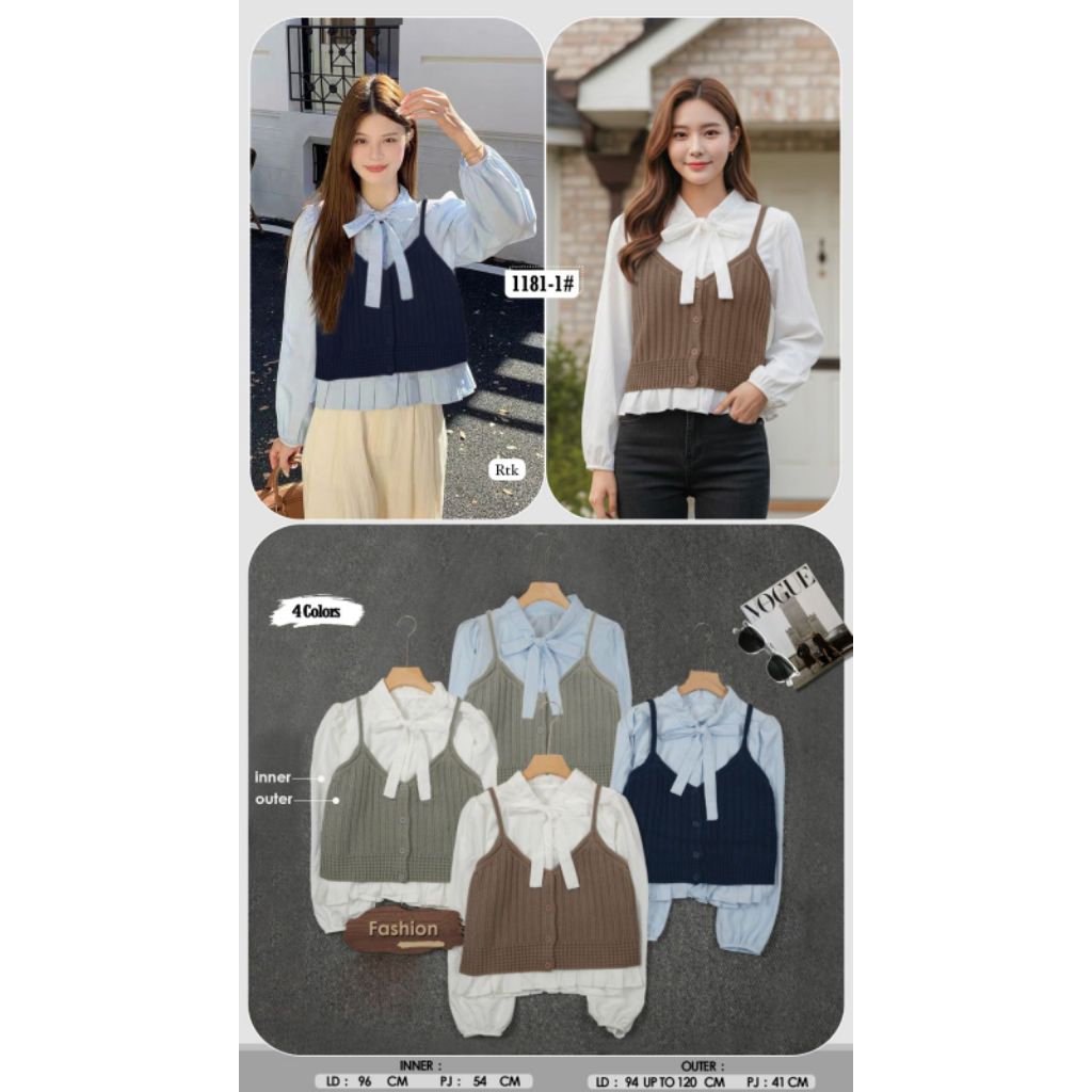 NewArrivals VSF04.6199K-4 - RTK Kemeja Wanita Import Catton Premium Terbaru Kekinian Plus+ Vest-Romp