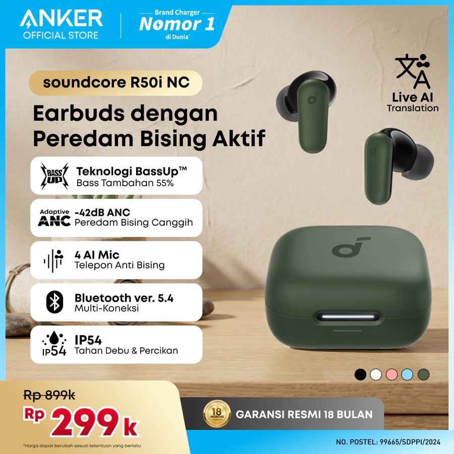 (NEW LAUNCH) Soundcore Anker R50i NC Earbuds Adaptive Noise Canceling Headset Earphone Bluetooth 5.4