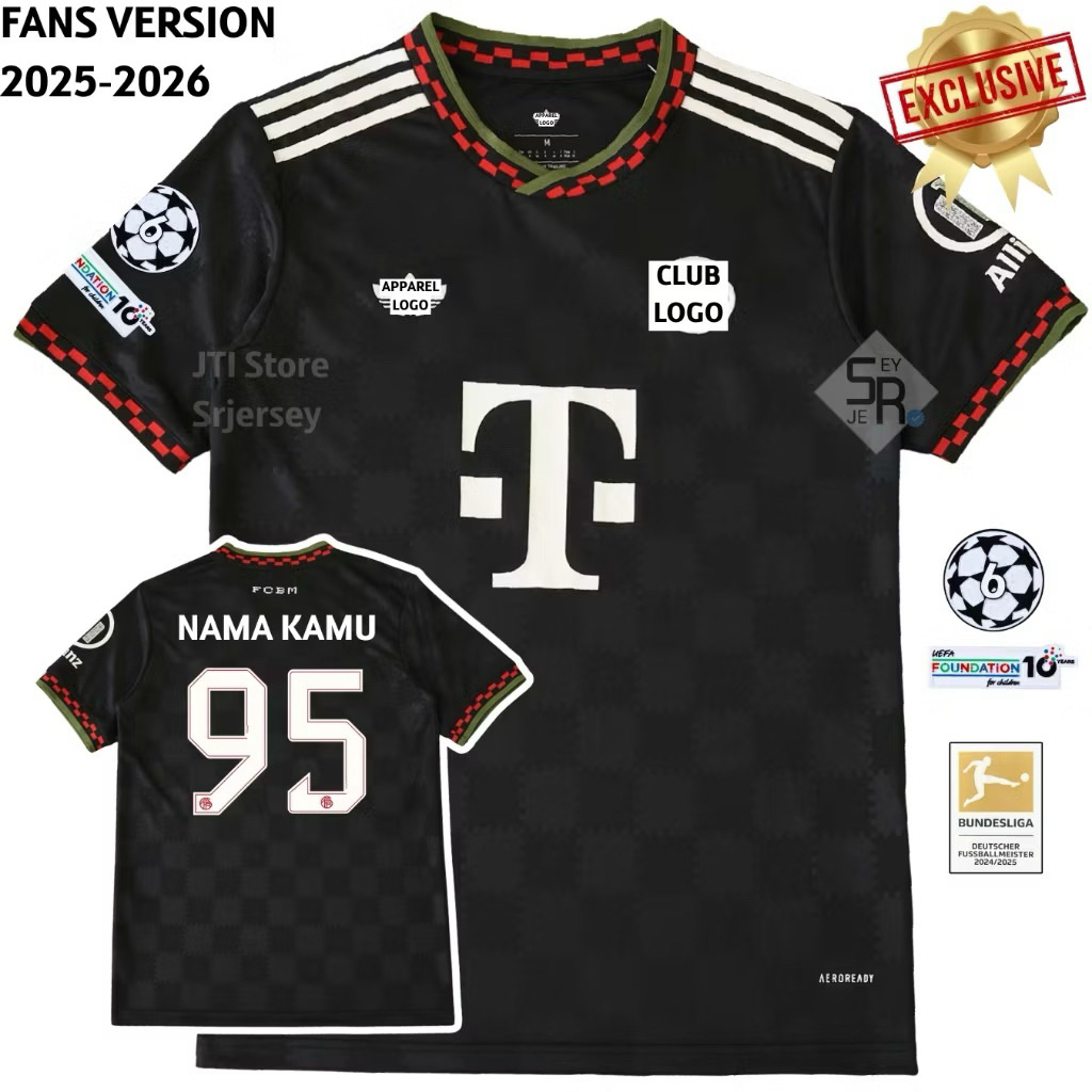 Jersey Bayern Munchen Third 3Rd 2025 2026, Baju Bola Terbaru High Quality
